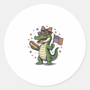 Sticker Rond Chien Chaud Patriote Alligator Vintage Vector T-Sh