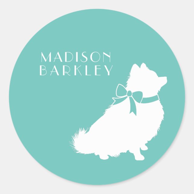Sticker Rond Chien Chien Chien Poméranie (Devant)
