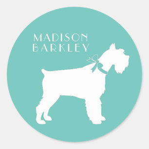 Sticker Rond Chien chiot Schnauzer Miniature