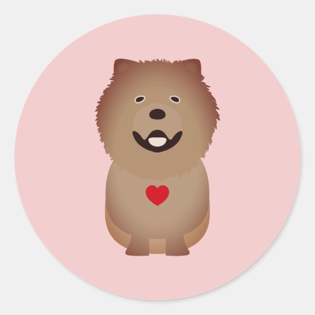 Sticker Rond Chien Chow Chow Saint-Valentin, Saint-Valentin (Devant)