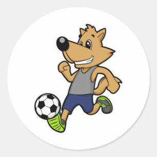 Sticker Rond Chien comme joueur de football à Soccer