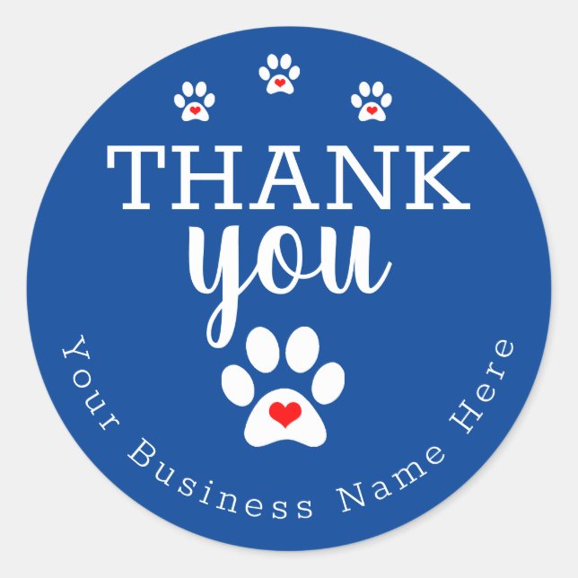 Sticker Rond Chien d'affaires Blue Chien Empreinte de patte Sti (Devant)