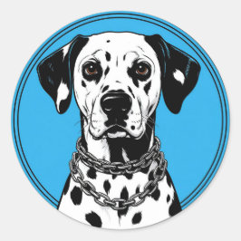 Sticker Rond Chien dalmate avec collier à chaîne