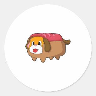 Sticker Rond Chien dans Hotdog