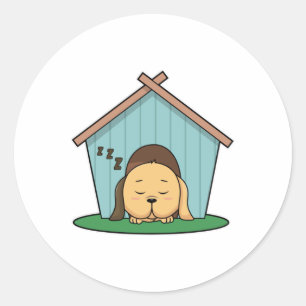 Sticker Rond Chien dans la maison de Chien