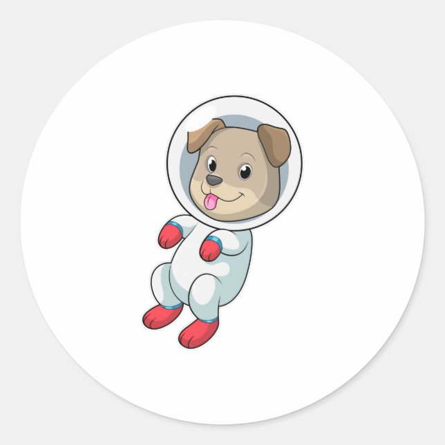 Sticker Rond Chien dans l'espace en costume (Devant)