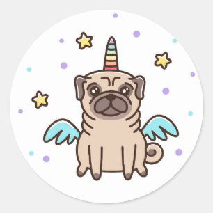 Sticker Rond Chien d'arc-en-ciel de licorne