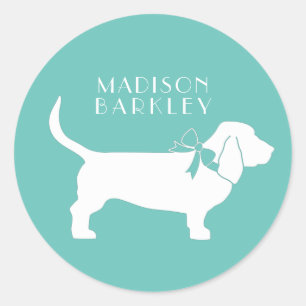 Sticker Rond Chien de Basset Hound Puppy