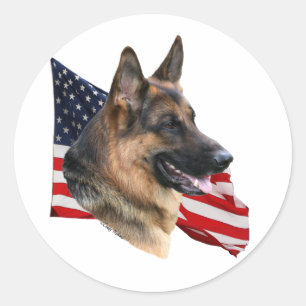 Sticker Rond Chien de berger allemand avec l'autocollant de