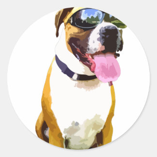 Sticker Rond Chien de boîte cool