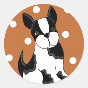 Sticker Rond Chien de Boston de style cartoon