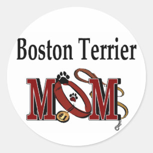 Sticker Rond Chien de Boston MOM