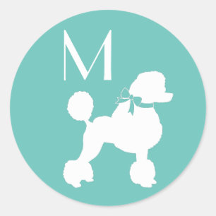 Sticker Rond Chien de caniche Français