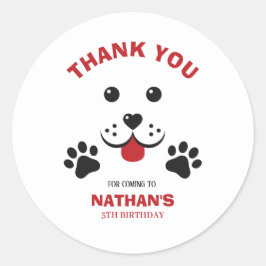 Sticker Rond Chien de Chien De Chien De Chien Pawty Garçon Anni