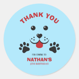 Sticker Rond Chien de Chien De Chien De Chien Pawty Garçon Anni
