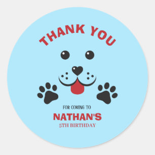 Sticker Rond Chien de Chien De Chien De Chien Pawty Garçon Anni