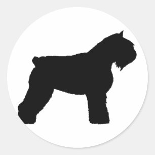 Sticker Rond Chien de DES Flandres de Bouvier (dans le noir)