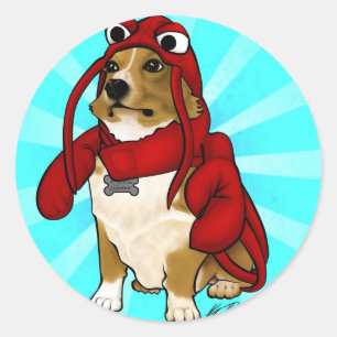 Sticker Rond Chien de homard