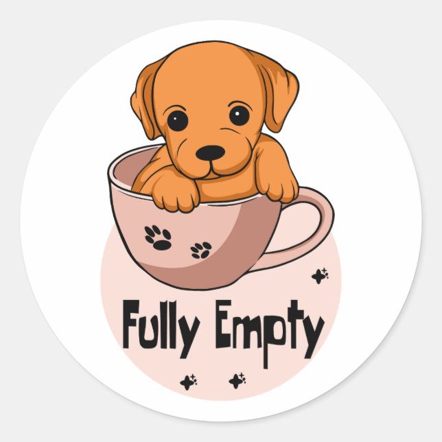 Sticker Rond Chien de Kawaii orang complètement vide dans une t (Devant)
