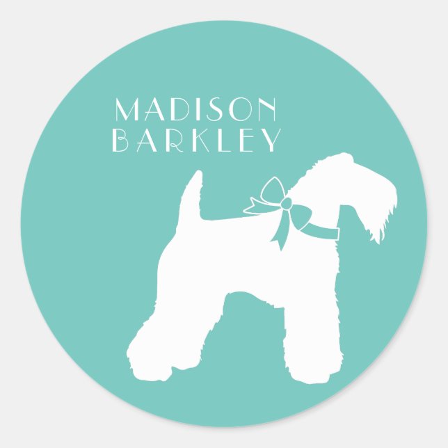 Sticker Rond Chien de Kerry Blue Terrier Chien Chien Puppy (Devant)