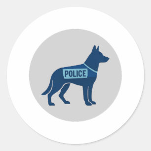Sticker Rond Chien de la fine ligne bleue