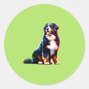 Sticker Rond Chien de montagne bernois