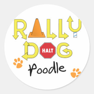 Sticker Rond Chien de rallye de caniche