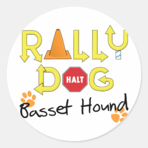 Sticker Rond Chien de rassemblement de Basset Hound