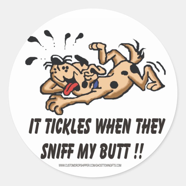 Sticker Rond Chien de rire 1 (Devant)