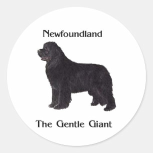 Sticker Rond Chien de Terre-Neuve Le Géant Doux