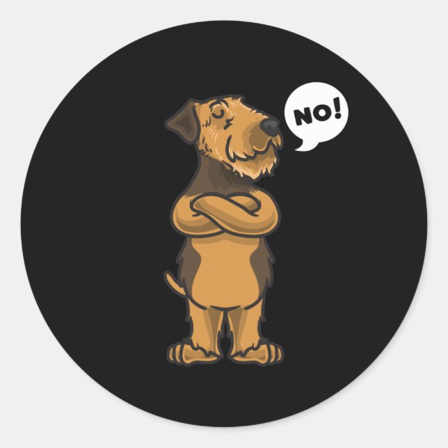 Sticker Rond Chien de Terrier Airedale têtu (Devant)