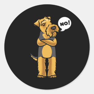 Sticker Rond Chien de Terrier gallois têtu