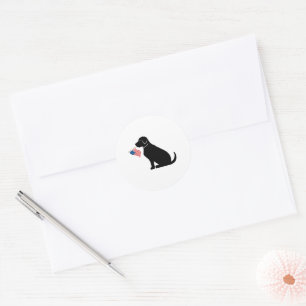 Sticker Rond Chien du laboratoire noir patriotique Silhouette d