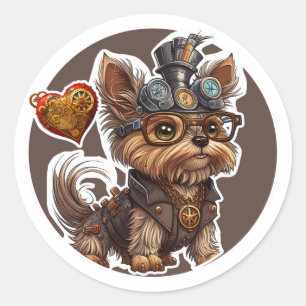Sticker Rond Chien du Yorkshire Terrier