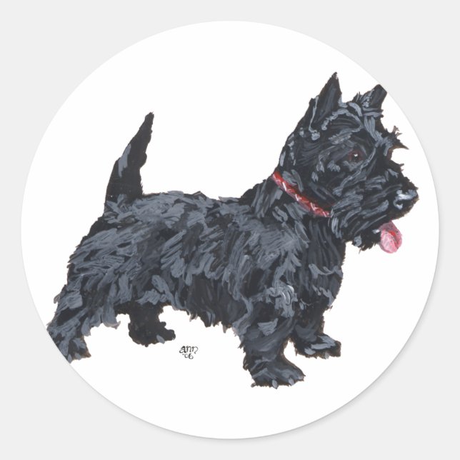 Sticker Rond Chien écossais fougueux (Devant)