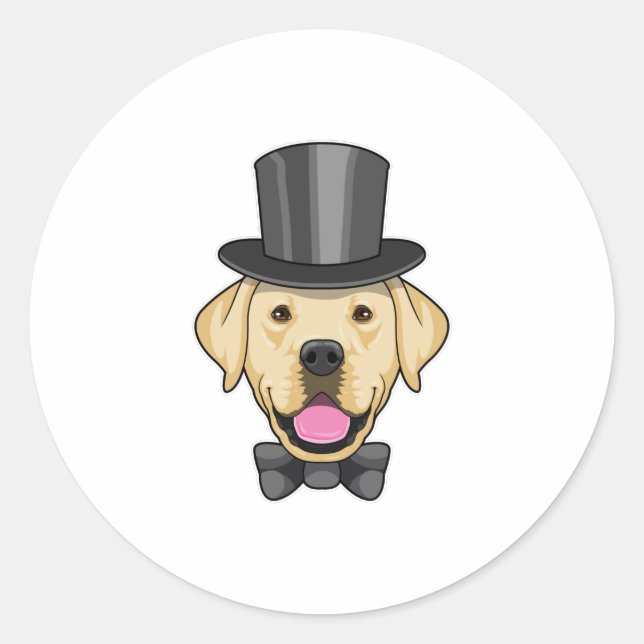 Sticker Rond Chien en tenue de marié avec noeud papillon (Devant)