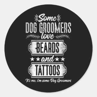 Sticker Rond Chien Groomer Oreilles Et Tatouages Animaux De Com
