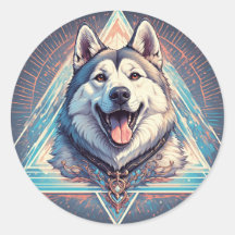Chien Husky avec des formes géométriques