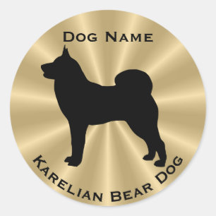Sticker Rond Chien karélien finlandais d'ours de trésor