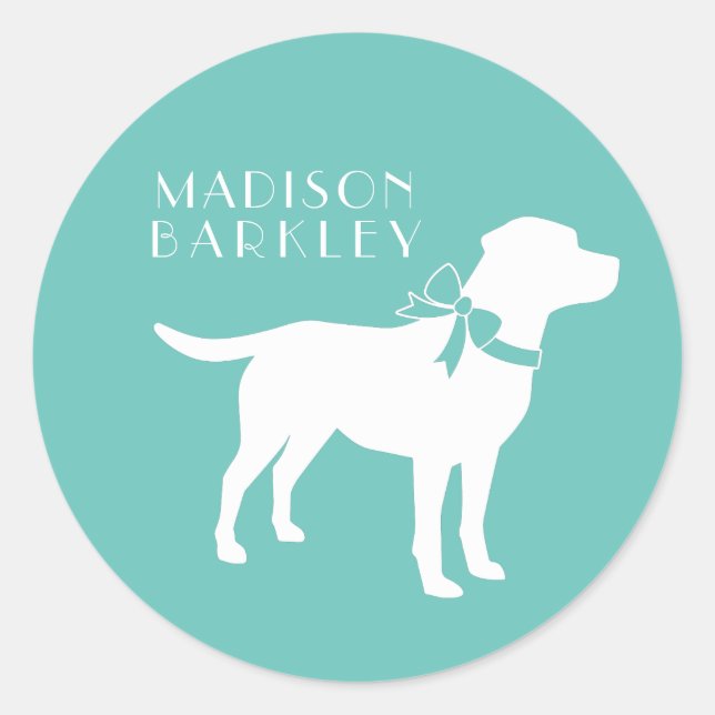 Sticker Rond Chien Labrador Black Lab Puppy (Devant)