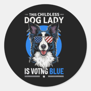 Sticker Rond Chien Lady Election 2024 Démocrate Libérale Fémini