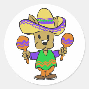 Sticker Rond Chien mexicain mignon avec maracas   choisir la co