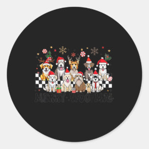 Sticker Rond Chien Noël Joyeux Woofmas Amoureux des chiens Nouv