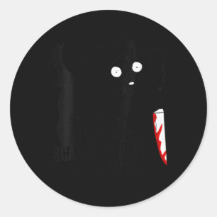 Sticker Rond Chien noir drôle mignon kawaii Halloween effrayant