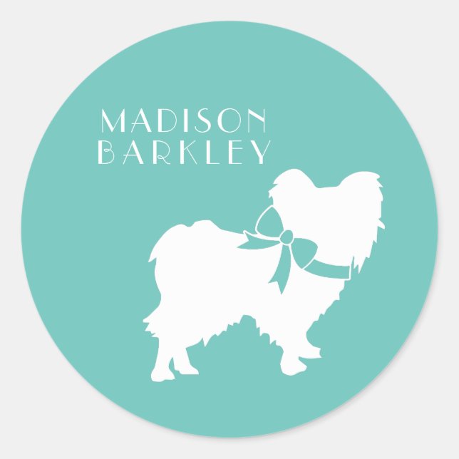 Sticker Rond Chien papillon (Devant)