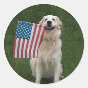 Sticker Rond Chien patriotique
