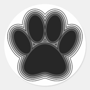 Sticker Rond Chien Paw Avec Plan