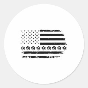 Sticker Rond Chien Paw Drapeau Américain Amoureux des chiens 4 