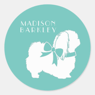 Sticker Rond Chien Pekingese Chien Chien Puppy