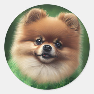Sticker Rond Chien Pomeranian en tenue de la Saint-Patrick